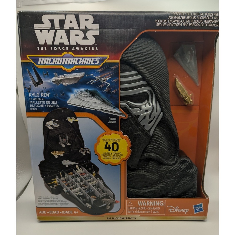 STAR WARS Micro Machines Kylo Ren Playcase Case w/Gold Series Transporter Ship